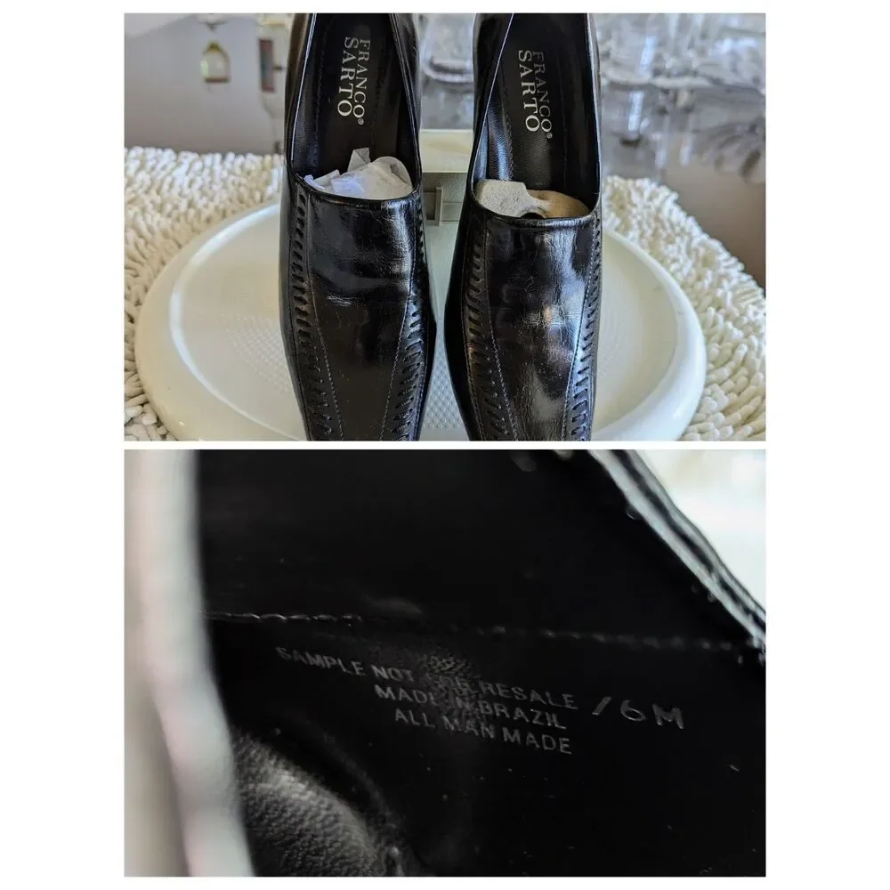 Bundle of two Franco Santo square toe (black&brown) heel shoes  Sz 6M